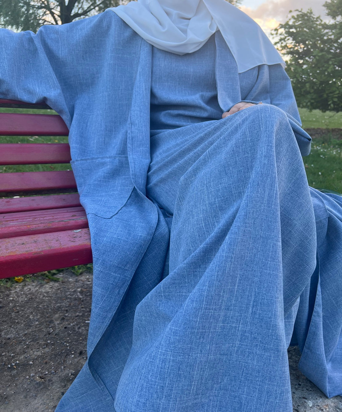 AMIINA SKY BLUE MELANGE OVERSIZED SLIP DRESS